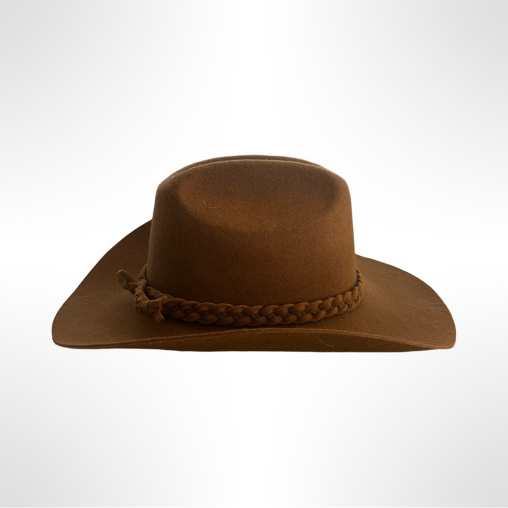 Weld + Wool Brown Wide Brim Hat with Braided Band